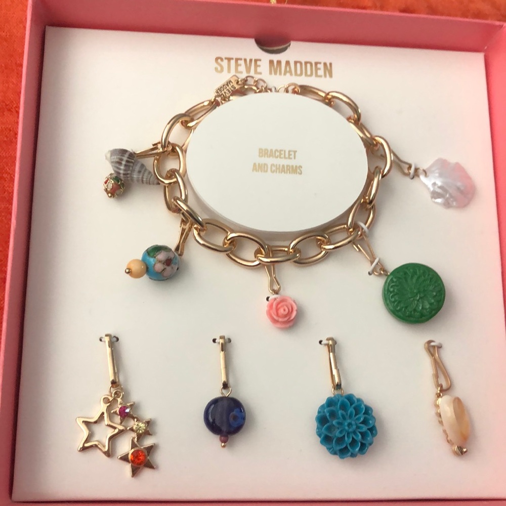 Steve Madden Gold-Tone Charm Bracelet